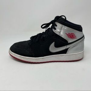 Nike Air Jordan 1 Mid Johnny Kilroy Black Silver Sneakers Size 6Y